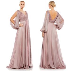 Mac Duggal | 67414 Chiffon Open Sleeve A Line Gown Size 2 NEW